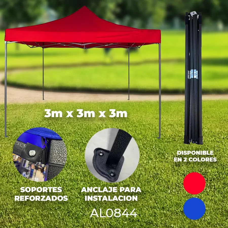 Gazebo reforzado plegable 3 × 3 m