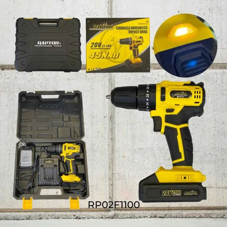 Taladro inalámbrico 20 V – 45 N·m (kit con estuche)